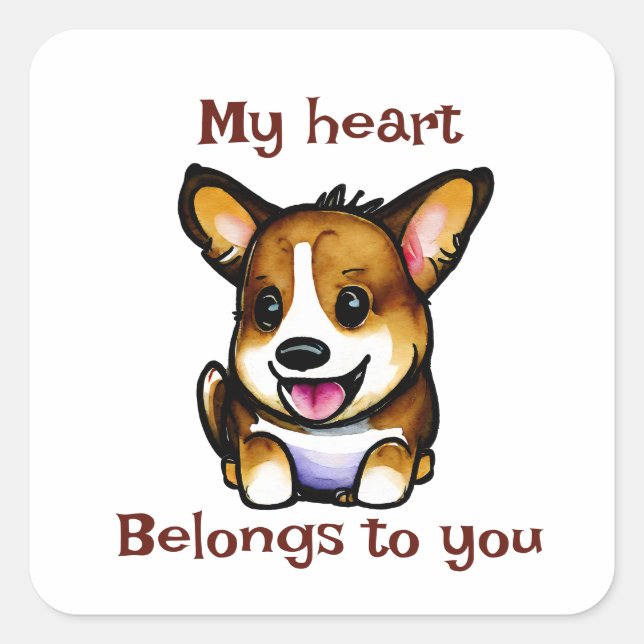 Cute Orange corgi for a positive mood Square Sticker (Front)