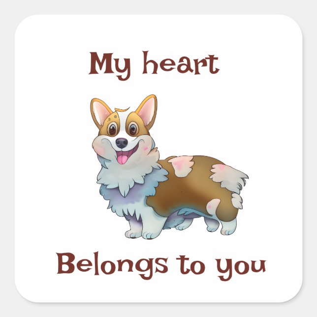 Cute Orange corgi for a positive mood Square Sticker (Front)