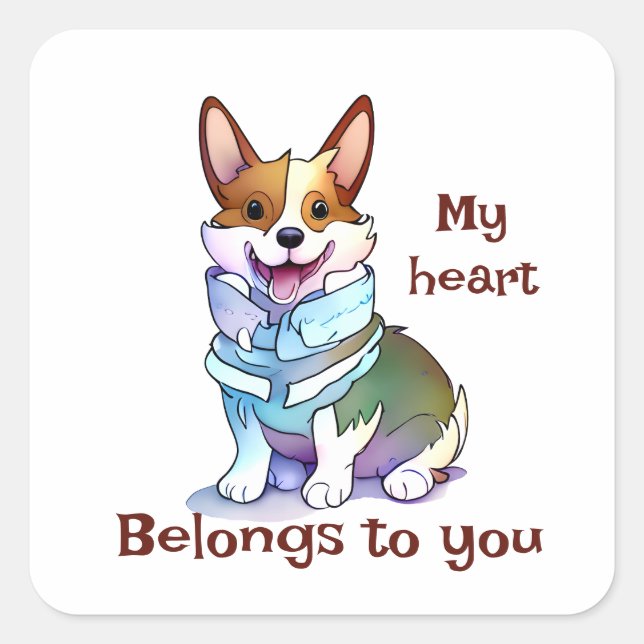 Cute Orange corgi for a positive mood Square Sticker (Front)