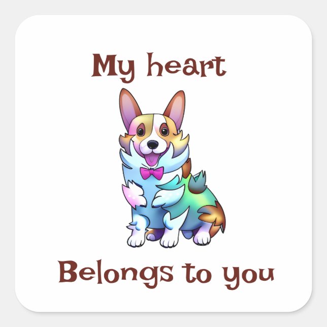 Cute Orange corgi for a positive mood Square Sticker (Front)