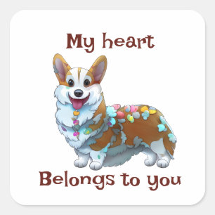 Cute Orange corgi for a positive mood Square Sticker