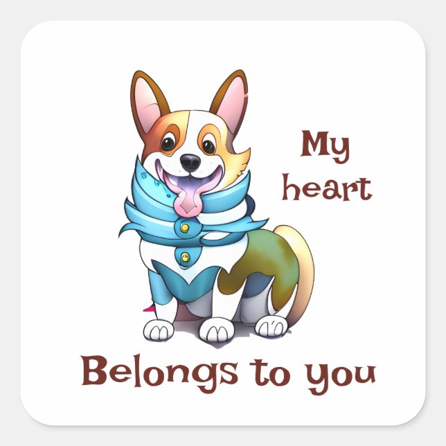 Cute Orange corgi for a positive mood Square Sticker (Front)