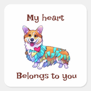 Cute Orange corgi for a positive mood Square Sticker