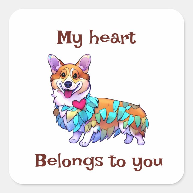 Cute Orange corgi for a positive mood Square Sticker (Front)