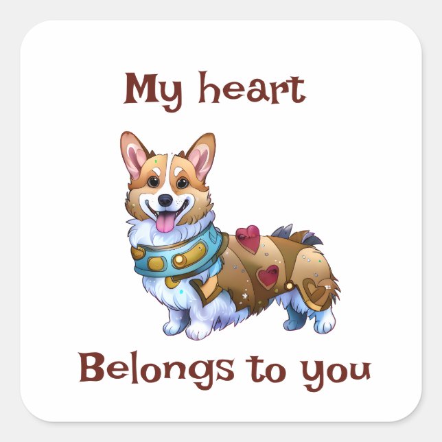 Cute Orange corgi for a positive mood Square Sticker (Front)
