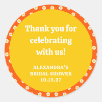 Cute Orange Daisy Bridal Shower Custom Thank You