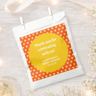 Cute Orange Daisy Bridal Shower Custom Thank You Favour Bags