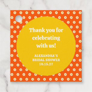 Cute Orange Daisy Bridal Shower Custom Thank You Favour Tags