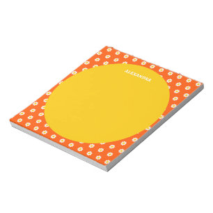 Cute Orange Daisy Bridal Shower Personalised Name Notepad