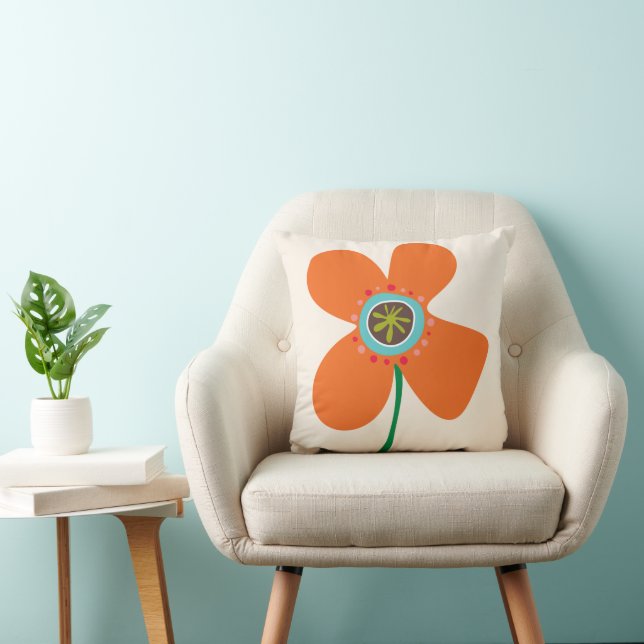 Cute Orange Daisy Pop Chic Summer Flowers Pattern Cushion (Chair)