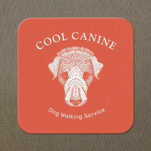 Cute Orange Dog Walking Walker Business Card