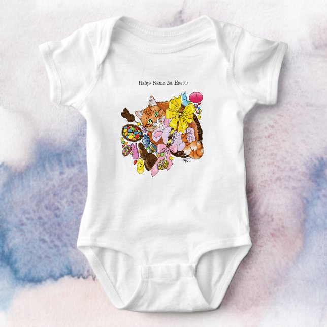 Cute Orange Easter Cat Baby Bodysuit (Creator Uploaded)