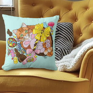 Cute Orange Easter Cat Cushion