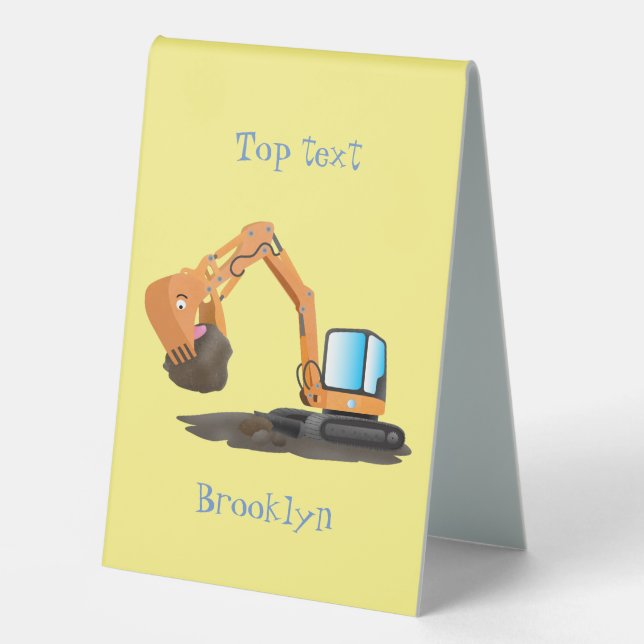 Cute orange excavator digger cartoon (Front)