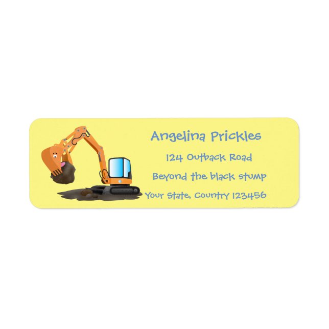 Cute orange excavator digger cartoon (Front)