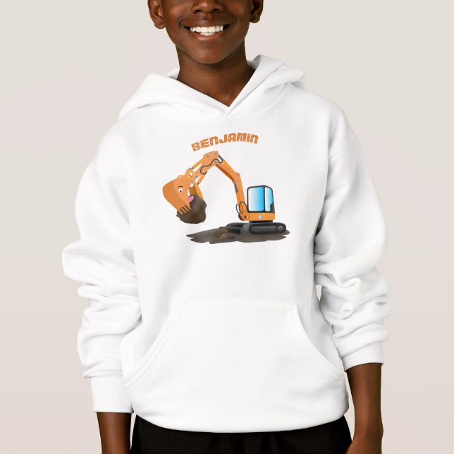 Cute orange excavator digger cartoon (Front)