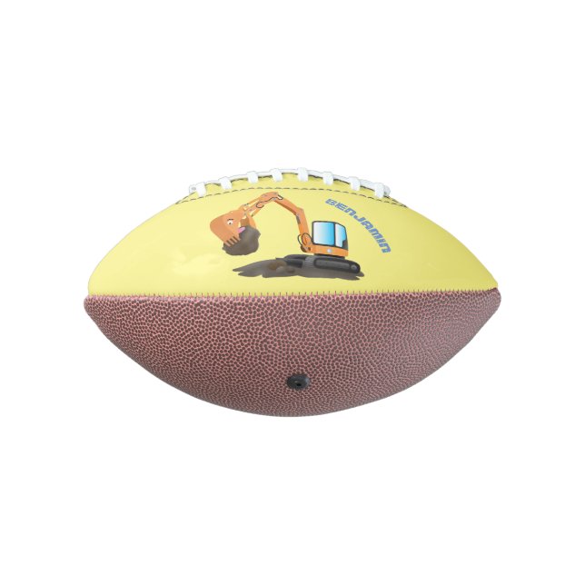 Cute orange excavator digger cartoon american football (Rotated 270)