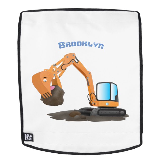Cute orange excavator digger cartoon backpack (Removable Face)