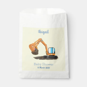 Cute orange excavator digger cartoon favour bags