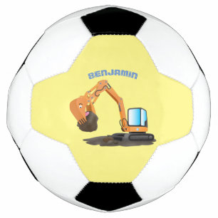 Cute orange excavator digger cartoon football