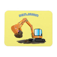 Cute orange excavator digger cartoon