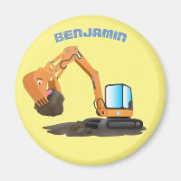 Cute orange excavator digger cartoon
