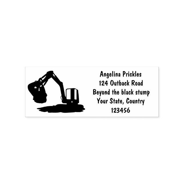 Cute orange excavator digger cartoon  rubber stamp (Imprint)