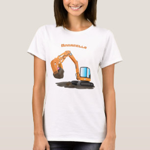 Cute orange excavator digger cartoon T-Shirt
