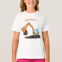 Cute orange excavator digger cartoon