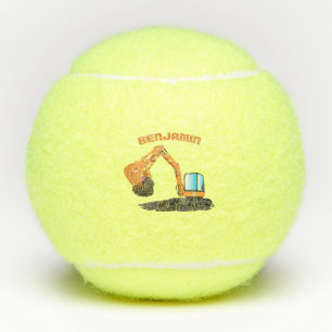 Cute orange excavator digger cartoon tennis balls
