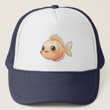 Cute Orange Fish Drawing in Cartoon Style