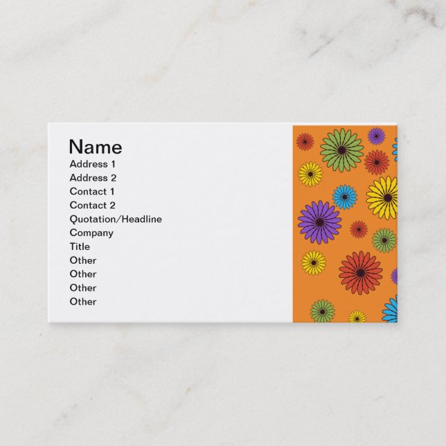 Cute Orange Floral Business Card (Front)