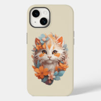 Cute Orange Floral Kitty Cat