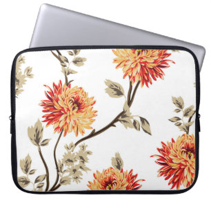 cute orange flowers with brown leaves pattern of w laptop sleeve