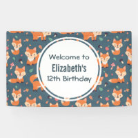 Cute Orange Fox Animal Pattern Birthday