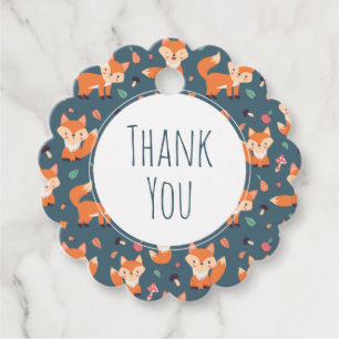 Cute Orange Fox Animal Pattern Thank You Favour Tags