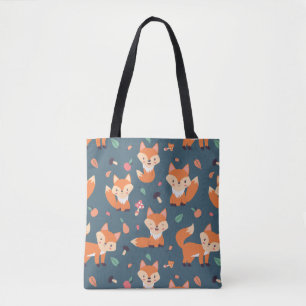 Cute Orange Fox Animal Pattern Tote Bag