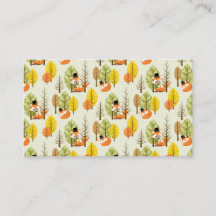 Cute Orange Fox Autumn Trees Forest Hipster Business Card