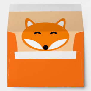 Cute orange fox cartoon kid's Birthday party Envelope