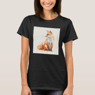 Cute Orange Fox Illustration Watercolor Women Men T-Shirt