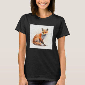 Cute Orange Fox Illustration Watercolor Women Men  T-Shirt