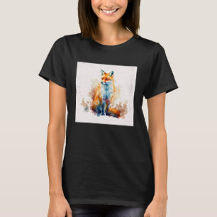 Cute Orange Fox Illustration Watercolor Women Men  T-Shirt