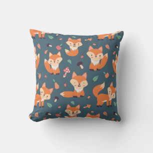 Cute Orange Fox Pattern Cushion