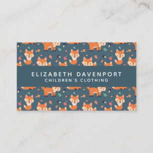 Cute Orange Fox Pattern Illustration Business Card