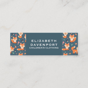 Cute Orange Fox Pattern Illustration Mini Business Card
