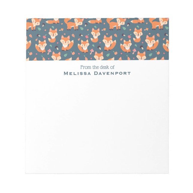 Cute Orange Fox Pattern Illustration Notepad (Front)