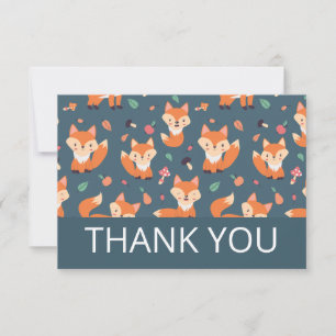 Cute Orange Fox Pattern Thank You Card