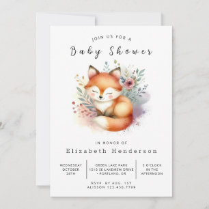  Cute Orange Fox Theme Fox Baby Shower  Invitation