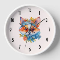 Cute Orange Fox with Floral Crown