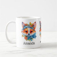 Cute Orange Fox with Floral Crown